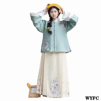 Novo Leto, Božič ženska oblačila Hanfu krilo Retro Kitajska tradicionalna oblačila, vezenje krap Pravljice Princesa obleko, toplo