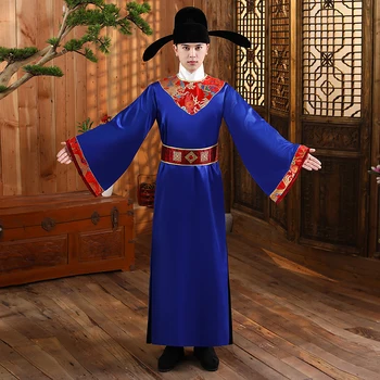 Kitajska tradicionalna oblačila hanfu moški za TV predvajanje moških drama cosplay fazi wear blue stari minister kostum