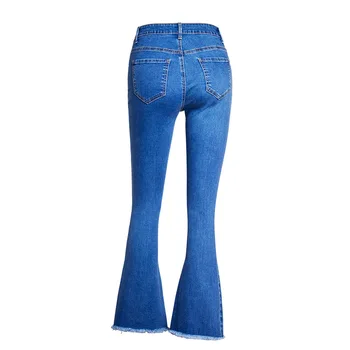 Črtasto Pranje Push Up Flare Jeans Ženska Stretch Visok Pas Širok Noge Traper Hlače Femme Novo 2021 Jeseni Prodajo Predmetov