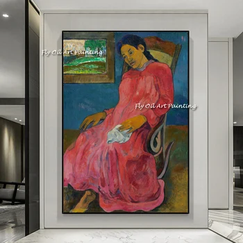 Obleka Ženska Slika Oljno Sliko Dekle Kavč Ročno Frace Paul Gauguin Sodobno Abstraktno Koridor Verandi Wall Art Dnevna Soba Dekor