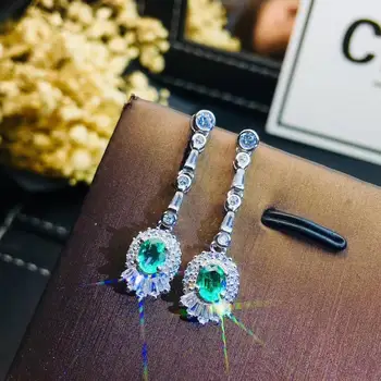 KJJEAXCMY boutique nakita 925 sterling srebro vdelan Naravnih Smaragdno Fine Ženske uhane podporo odkrivanje lepa