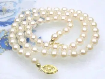 Resnično 6 mm za belo, AAA+ round japonski akoya biserna ogrlica, 17