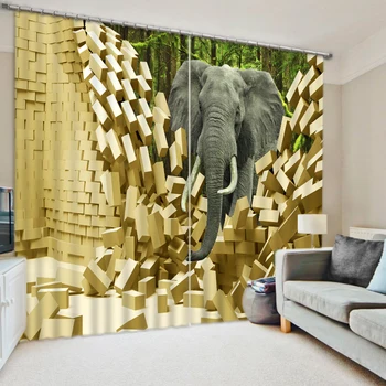 Zavese Dekoracijo Evropske 3D Zavese Za dnevno sobo Blackout Roaantic Poročno sobo, Spalnico slon zavese