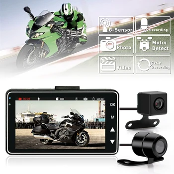 FHD 1080P Vodoodporni Fotoaparat 3inch Motocikel DVR Spredaj Zadaj Dual Camera Vožnje Video Snemalnik Dash Cam Moto Bike HD