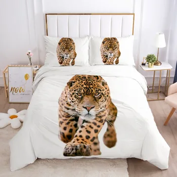 3D Leopard Posteljno Perilo Rjuhe Kritje Določa Odeja Pokriva Blazino Shams Bedclothes Posteljnina Določa, Kralj, Kraljica Sam Doma Tekstilnih