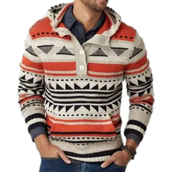 ZA Amazon eksplozije moške Evropski in Ameriški hooded pletenje pulover Slim jacquardske kritje pulover, jakna SY0046