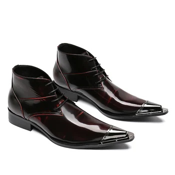Mens čevlji z visokimi petami velikih velikosti britanski stil botas hombre vojske čevlji vezenje črno obleko kavbojski škornji z visoko pravega usnja