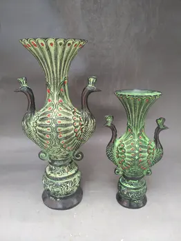 Antični bronasti dvojno phoenix vaza doma dekoracijo