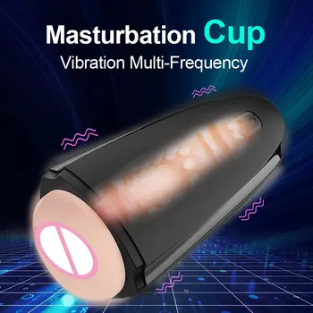 Moški Masturbator Pokal Samodejno Spolnih Igrač za Moške Realne Konico Jezika in Usta, Vagina Žep Muco Blowjob Stroker z vibriranjem