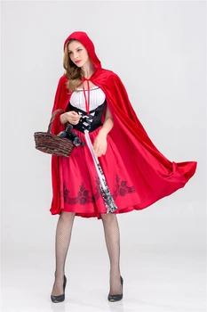 Rdeča kapica Kostum za žensko Modno Odraslih Halloween Cosplay Fantasia Karneval Pravljica Velikost M-XXL Dekle Obleko+Plašč