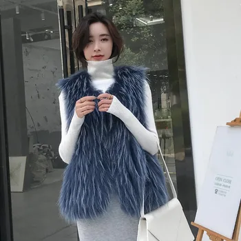 Zimski Plašč Ženske Rakun Krzno Trak Telovnik Pravi Casaco Pelo Kratka Ženska Slim Kažejo, Tanke Korejski Moda Volne Coletes Abrigo Mujer 1