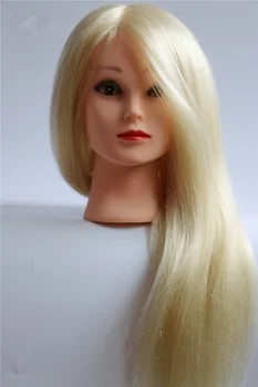 68 cm 80% Blondinka Človeških Las Žensko Manekenka Frizerski Styling Usposabljanje Glavo lutka visoke kakovosti Manekenka Glavo 3