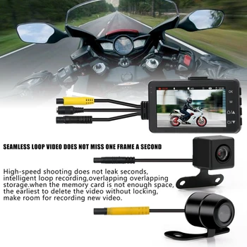 FHD 1080P Vodoodporni Fotoaparat 3inch Motocikel DVR Spredaj Zadaj Dual Camera Vožnje Video Snemalnik Dash Cam Moto Bike HD 3