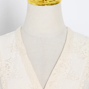 XIZIHUPAN Minimalističen Trdna Čipke Obleko Za Ženske V Vratu Luč Dolg Rokav Visoko Pasu izrežemo Midi Obleke Ženska Jeseni Eleganca