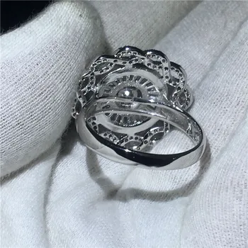 Luksuzni Velik Cvet Nakita 925 Sterling Srebrni prstan Sona Zelena 5A cirkon Kamen Angažiranost, Poročni Bend, Obroči za ženske Poročne