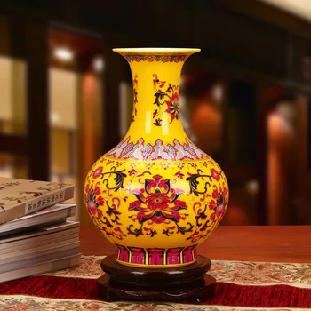 Božič božič Jingdezhen keramične vaze emajl rumena lotus vaza vaza sodobne Dom notranja Oprema dekoracijo, dekoracijo