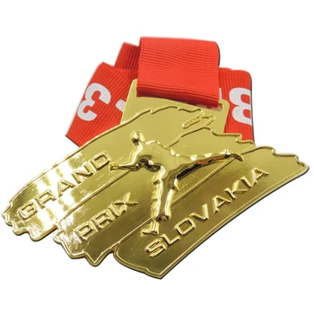 Tovarne po meri 3d zlate medalje poceni custom kovinski športne medalje poceni Tovarniško ceno grand prix slovaška medalje in rdeči trakovi 0