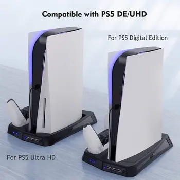 Za PS5 Navpično Hladilni Ventilator Stojalo Digital Edition s 14 Igra Režo 3 Hub Port Dual Controller polnilno Postajo Polnilec za PS5