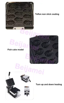 BEIJAMEI Komercialne 11 kos Mala Taiyaki Maker Ribe Vaflji Pralni Električni Mini Ribe Oblikovan Vaflji Baker 0