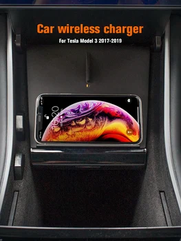 10W Avto Brezžični Polnilnik Pad Qi Pametni Hitro Polnjenje Mat Tesla Model 3 2017-2019 iOS Android Telefon, Avto, dodatna oprema