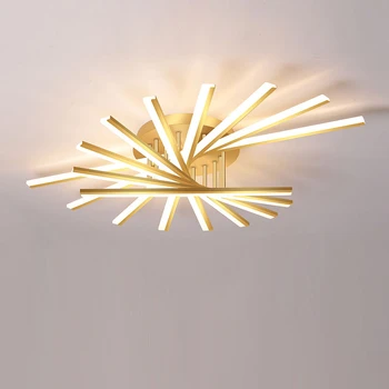 Luz LED de techo moderna par comedor, arte de sala de estar, deco, dormitorio, nadzor remoto, brillo, luz dorada y negra