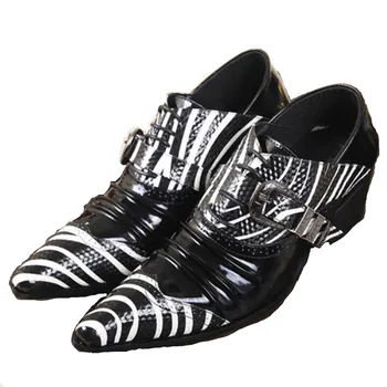 Ntparker Modni črni in beli priložnostne pravega usnja, copati,konicami prstov povečala visoko peto čevlje, človek, obleka, čevlji, EU38-46