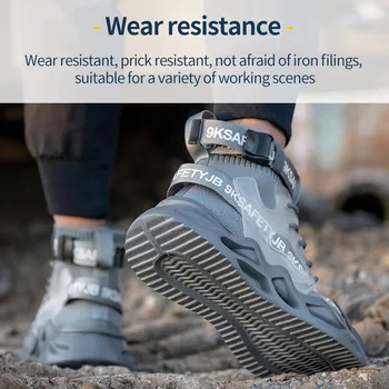 Zunanji Zaščitenega Jekla Toe Anti-Razbija Priložnostne Gleženj Škornji Platforma Čevlji za Moške Delo Industrial Safety Lahke Superge