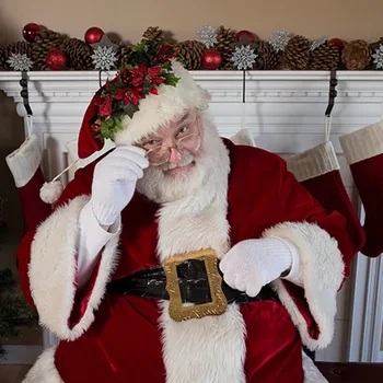 Božiček Oblačila COS Luksuzni Božič Letno Srečanje Dedek Obleko Flocking In Žamet Zadebelitev