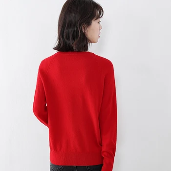 21 nov krog vratu čiste volne plesti pulover ženske preprosto čiste barve pleteni pulover kašmir pulover znanja pulover z dolgimi rokavi