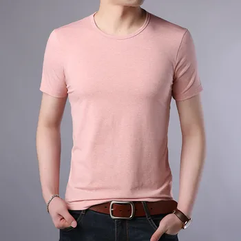 E1135-Poletje nove moške majice barva slim trend priložnostne kratka sleeved moda