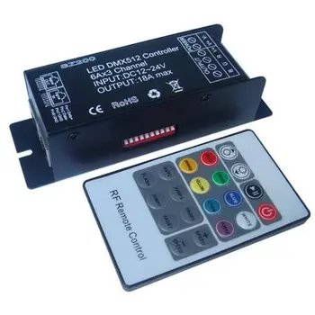 10pcs DMX512 LED RGB Krmilnik Dekoder z RF daljinski upravljalnik 3 kanali 18A PWM DC12V 24v za 5050 RGB 3528 Trakovi modul 0