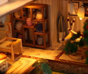 Velika Lesena Lutka Hiša Miniaturni DIY Lutke Z Pohištva Montaža LED Luči Model Gradnjo Kompleti Sanje V Starem Mestu