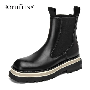 SOPHITINA Slip-On Ženske Škornji Debel-soled Chelsea Non-slip Barvno Ujemanje Čevlji Street Fashion Ženska dnevnih migrantov, Škornji HO708