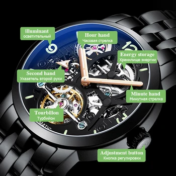 AILANG kakovosti ura prvotni načrt samodejno top blagovne znamke tourbillon usnje watch moških montre homme strojev diesel gledajo moški 0