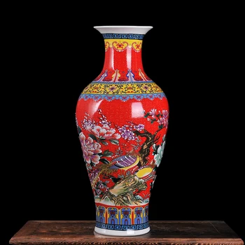Luksuzni Jingdezhen Starinsko Porcelana Emajl Ribji Rep Oblika Vaze Klasično Dekoracijo Velike Kitajske Vaze, Starodavni Palači, Vaze 0