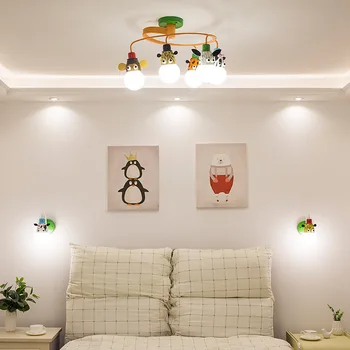 Led otroški sobi luč, dečke in deklice, spalnica, preprost Nordijska cartoon živali stropne svetilke, osebno Lestenec