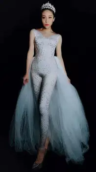 Pevka gostitelji uspešnosti kostum DJ model fotografija gogo plesno obleko dolgo tassel fazi show girl obleke obleko