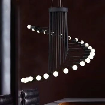 Sodobna železo črna obesek svetilka moderne led lestenec, nordijska dekoracijo doma ventilador de techo dnevna soba dekoracijo