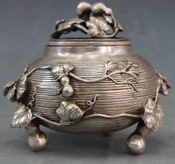 5 Kitajski Tempelj Belega Bakra, Srebra Srečen Gourd cucurbit Censer kadila gorilnik