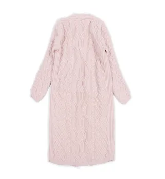 Visoko kakovostni kašmir ženske modni ročno izdelani dolgo cardigan pulover suknji roza S/155-XL/170 debelo trgovina na drobno prilagodite