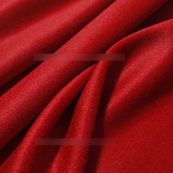 Spomladi in jeseni tanke oddelek Velike rdeče enostranski nemoteno volna, kašmir tkanine Windbreaker krilo, hlače oblačila ročno izdelane tkanine