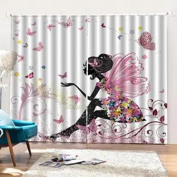 Lepota zavese 3D Okna Zavese 3d tiskanja Luksuzni Mrk Za dnevno Sobo Draperije Cortinas dekleta zavese