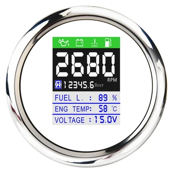 85MM 6-in-1 Multi-Funkcijski Digitalni merilnik vrtljajev Nivo Goriva Vodo Temp Olje Merilnik Tlaka Voltmeter Hourmeter Alarm