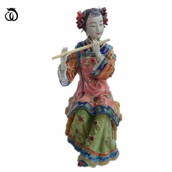 WU CHEN DOLG Kitajski Klasična Flavta Lepe Ženske Kip Narod Lady Umetniške Skulpture Keramike Obrti Doma Okraski R6963