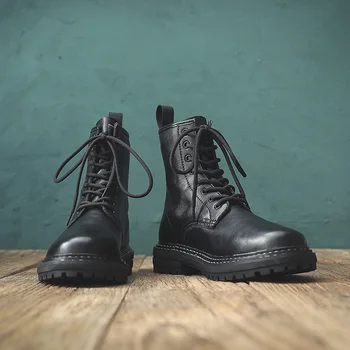 Korejski oblikovalec moški čevlji naravnega usnja platforma čevlji na prostem lep kavboj botines hombre kratek botas masculinas zapato