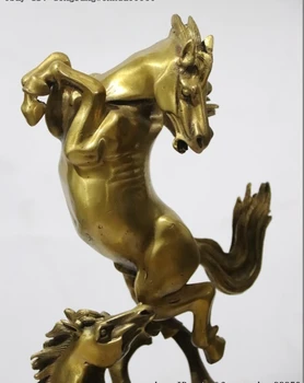 15 Kitajski Čisto Medenina, Baker Marmorja Dva Konja Žrebec boj proti Umetnosti, kiparstvo Kip