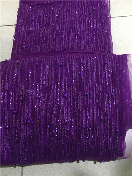 2 barvi možnost vijolično in zlato bleščice čipke tkanine z biseri H-1971 plezati bleščice za poročno dekoracijo ali stranka obleko