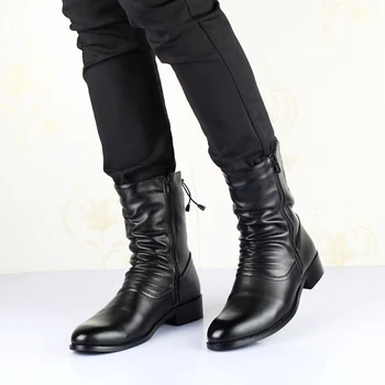 Anglija slog moških priložnostne motocikel škornji črni pravega usnja visoke boot kavboj čevlji nočni klub dolgo botas masculina zapatos