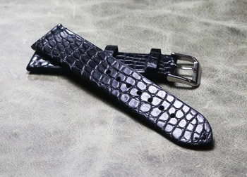 Ultra-tanek Črn Aligator trak 18 19 20 21 22 mm High-end Ročno watchband Krokodil kože Pravega Usnja watch pasu Pasu