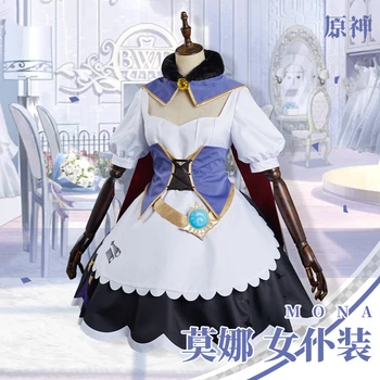 Anime Igra Genshin Vpliv Mona Kavarna Devica Obleko Lolita Stranka Obleko Cosplay Kostum Halloween Ženske Brezplačna Dostava 2021
